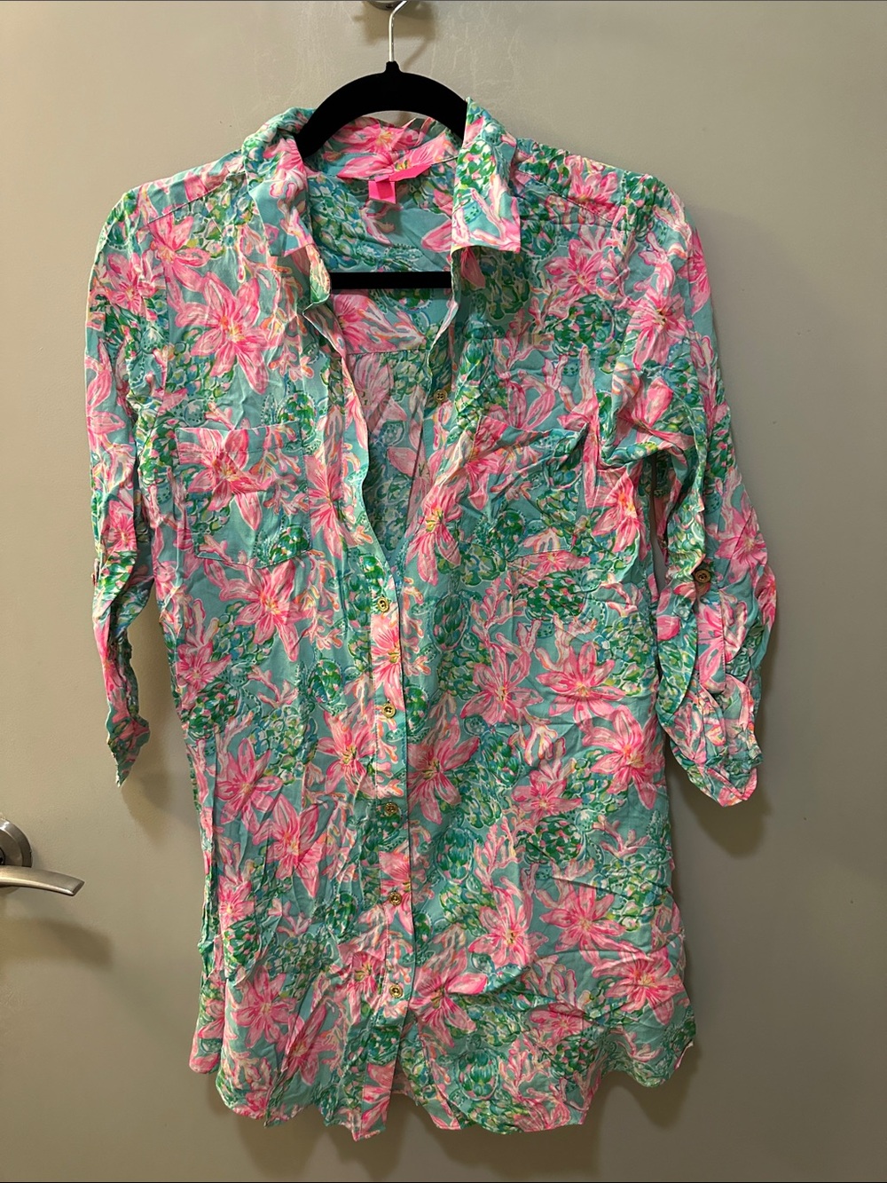 Lilly Pulitzer Pink & Green Floral Swim Coverup